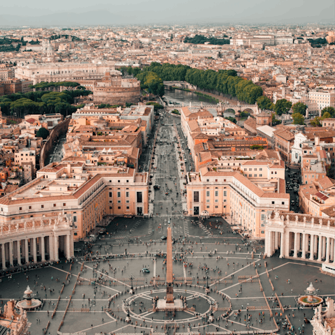Visit the Vatican City, a ten-minute ride from this home