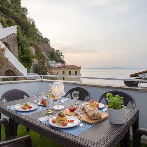 Savour sunset drinks and alfresco dining on the terrace