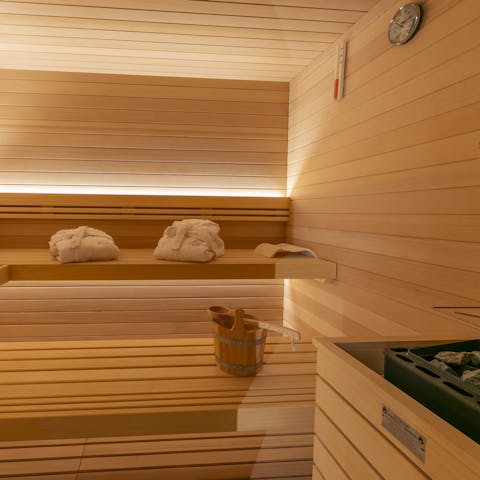Chill out in the sauna after a busy day of venturing