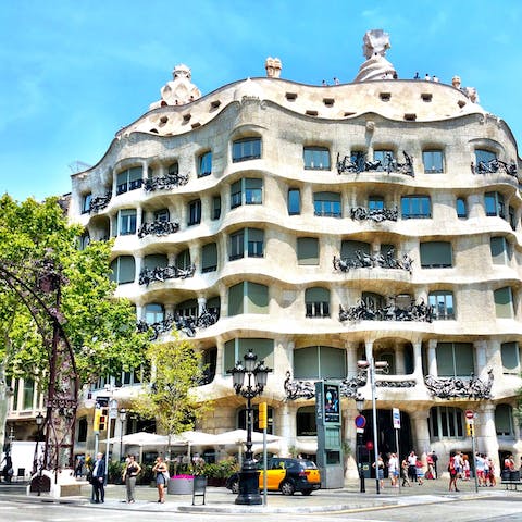 Walk twenty minutes to reach the shops, restaurants and other-wordly architecture of Passeig de Gracia