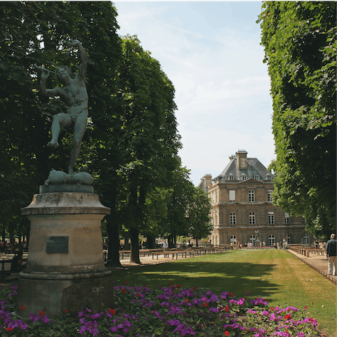 Wander over to the gates of Jardin du Luxembourg in twelve minutes