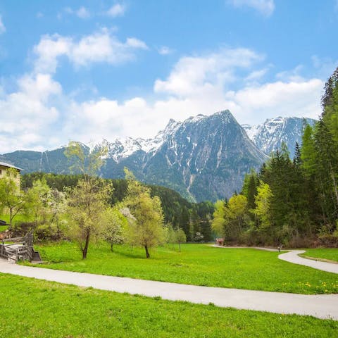 Stroll around the tranquil countryside before hitting the Hochoetz ski resort, a five-minute drive away