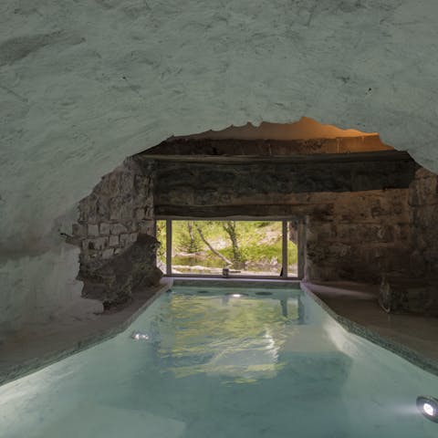 Sip a glass of fizz in the Jacuzzi, situated in the cottage's 12th-century vault