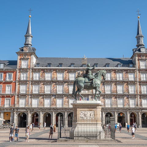 Explore Plaza Mayor, a three-minute walk from this lovely home