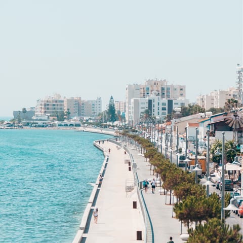 Begin your day with a stroll along Larnaca's seafront