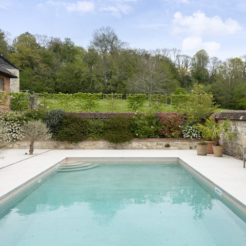 Kick-start your mornings gliding elegantly through the heated swimming pool