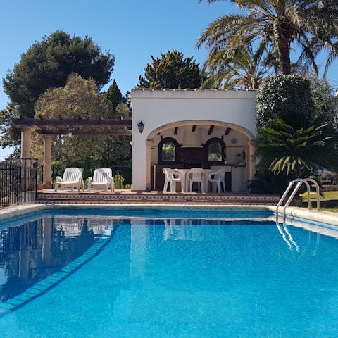 Spend warm afternoons floating about in the cool water of your private pool