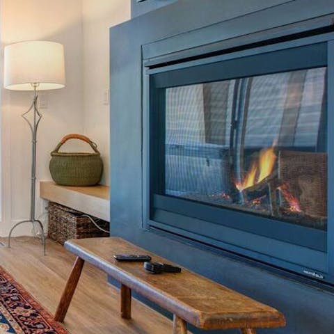 Relax around the gas fireplace