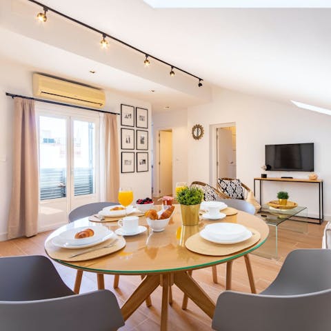 Enjoy a breakfast of croissants and tostadas before a day of sightseeing