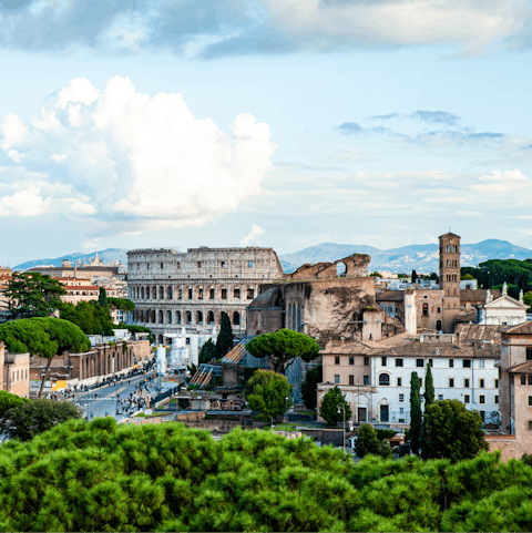 Take in the atmosphere from Piazza Venezia – it's a twelve-minute walk