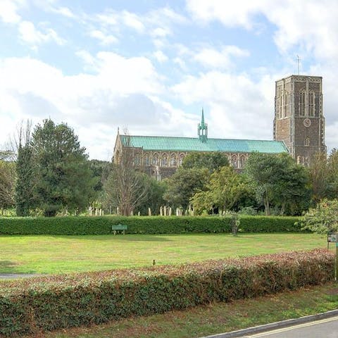 Admire the views across the way towards the church and village green