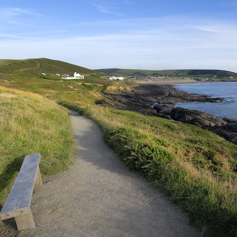 Explore the Jurassic Coast trails, an eight-minute drive