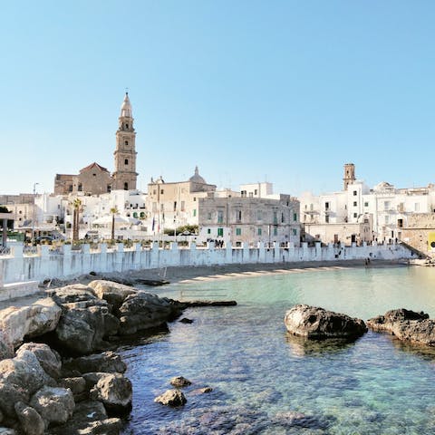 Stroll along the seafront of Monopoli – it's just a few minutes away