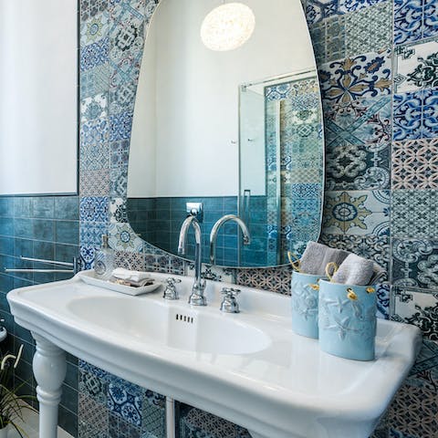 Pamper yourself in the stylish bathrooms