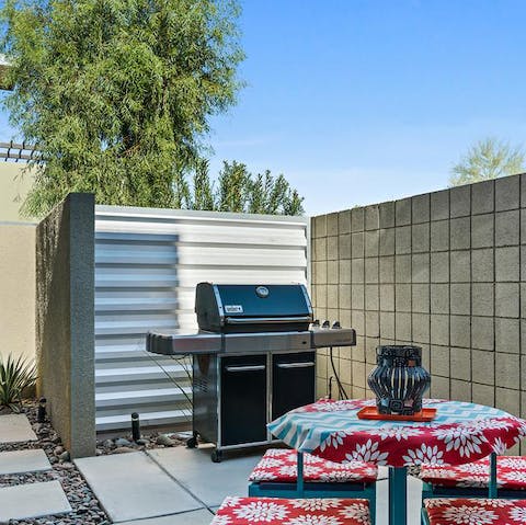 Heat up the grill and eat outdoors in your courtyard