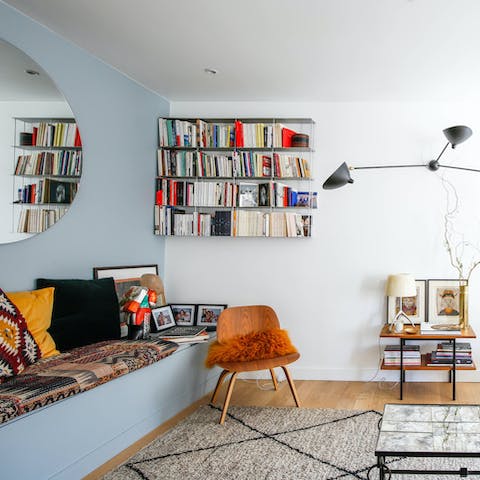 Grab a book from the host's personal library and enjoy a cosy night at home