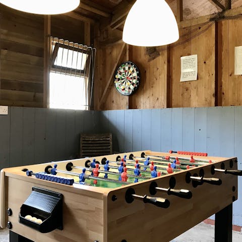 Enjoy rowdy sessions in the games room with the foosball and pool tables
