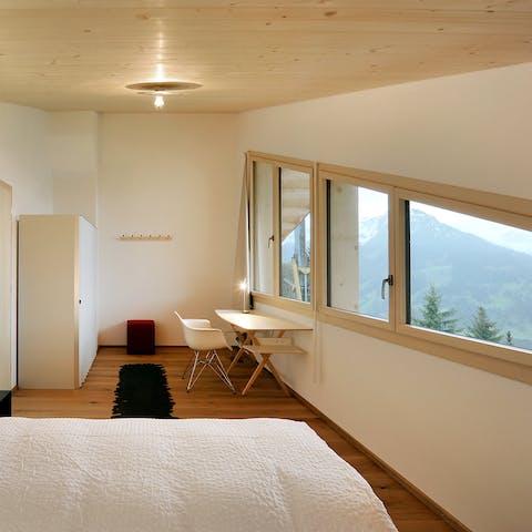 Wake up in the morning to views of snow-capped mountains