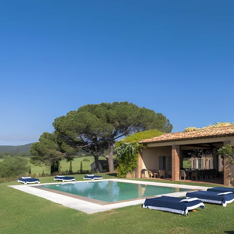 Soak up the rural scenery from the private pool or plush sun loungers