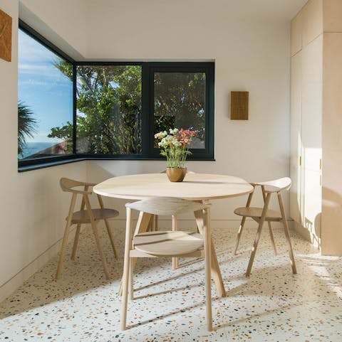 Enjoy a spot of cream tea in the bright dining space