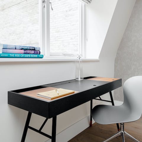 Catch up on those work emails at the sleek desk