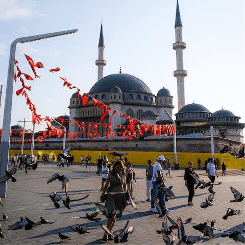 Take a walk around the vibrant Taksim Square, just a short walk from your home
