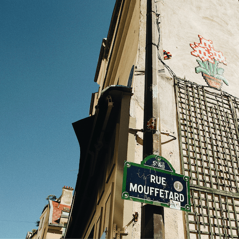 VIsit the famous Rue Mouffetard Market for fresh produce, a ten-minute walk away