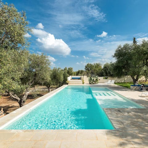 Soak up the Italian sun while doing your morning laps in the private pool