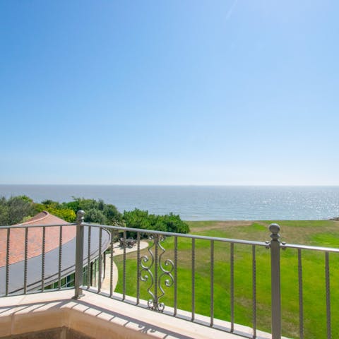 Look out to glistening sea views from the garden or balcony