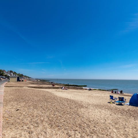 Head down to Felixstowe's sandy beach from the path running alongside the home