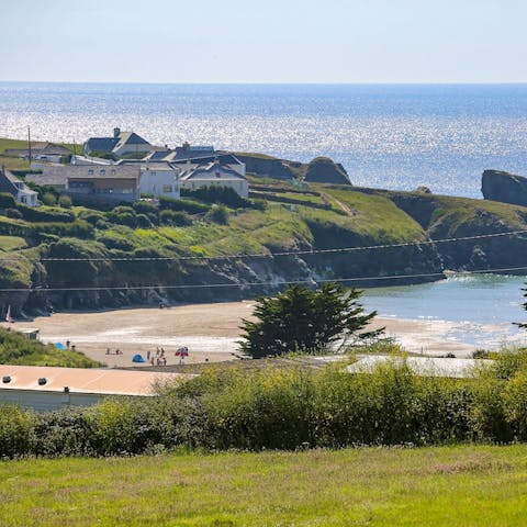 Enjoy glorious views of Porthcothan Bay