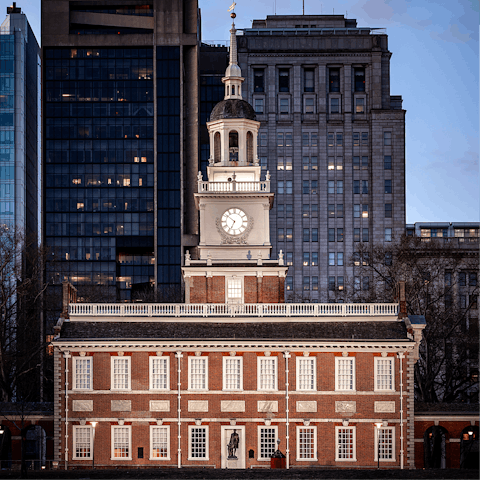 Visit Independence Hall, a half-hour walk from your door