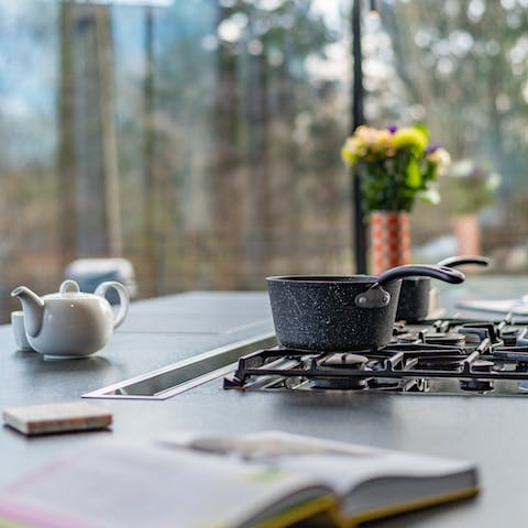 Cook a gourmet meal in the state-of-the-art kitchen