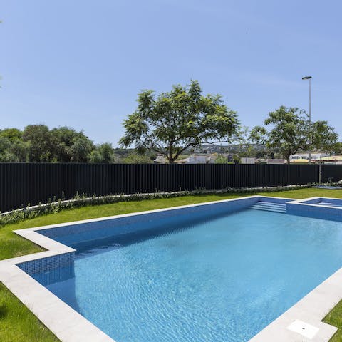 Swim in the communal pool for respite from the heat