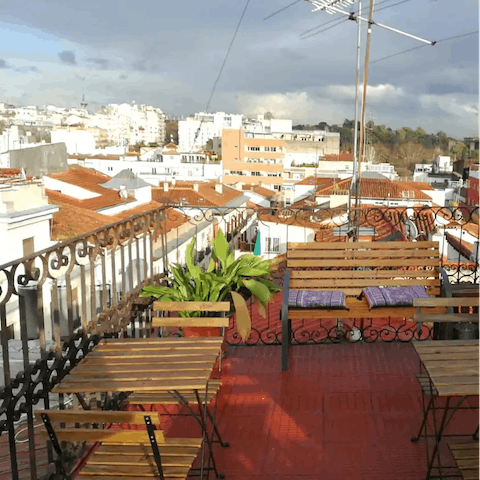 Head up to the rooftop terrace for a cold drink and admire the view
