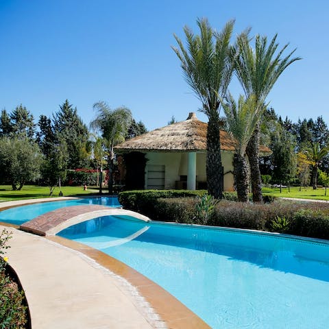 Go for a dip in one of two luxurious private pools, one of which can be heated in colder months