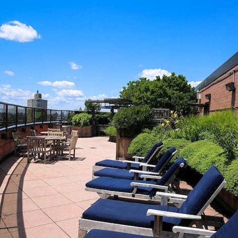 Relax on the shared roof terrace with a cold beer
