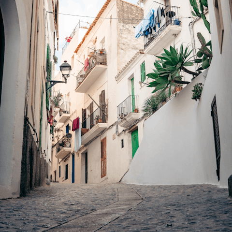 Head down into Ibiza Old Town, just a ten-minute drive away