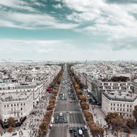 Indulge in some retail therapy along the Champs-Élysées, a three-minute stroll from your door