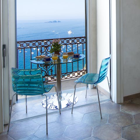 Enjoy a breakfast of champions overlooking Positano's bay