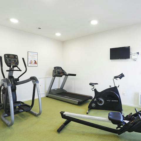 Flex those muscles and keep fit whilst having fun in the shared gym