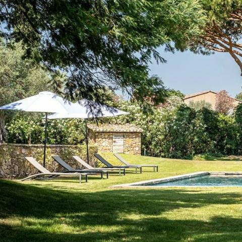 Sunbathe around the pool area away from it all