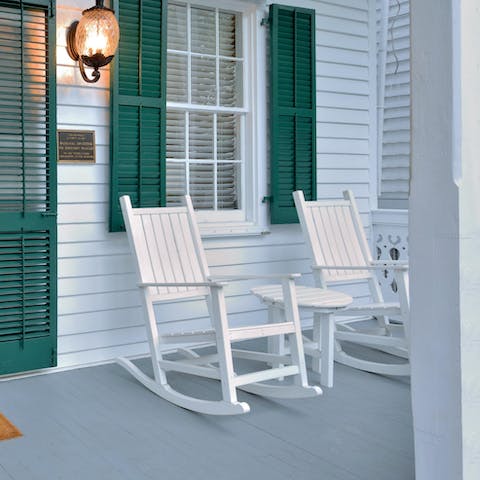 Take your morning coffee out to the front porch and enjoy a relaxing moment to yourself in the rocking chair