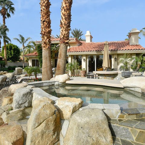 Cool down with a dip in the rock-clad pool