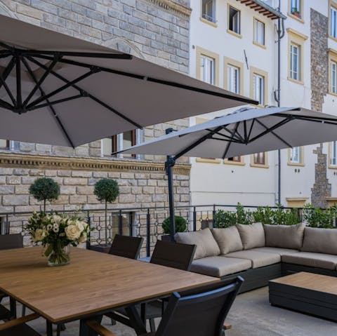 Relax with evening drinks on the private terrace 