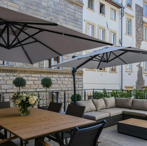 Relax with evening drinks on the private terrace