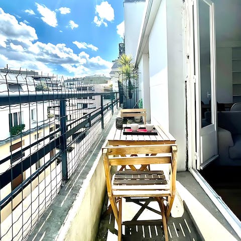 Catch the sunshine while enjoying a glass of wine on the small balcony