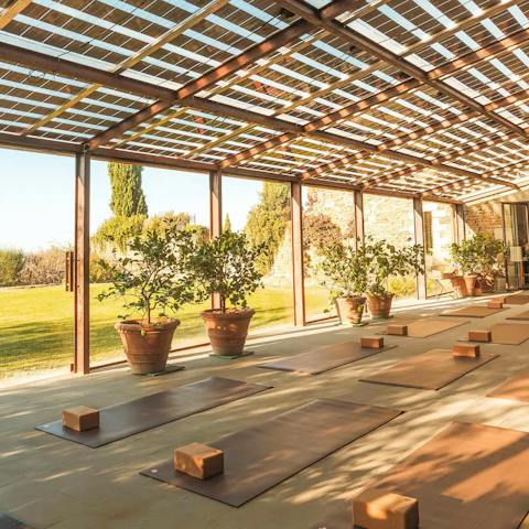 Start your day with a yoga session in the glasshouse 