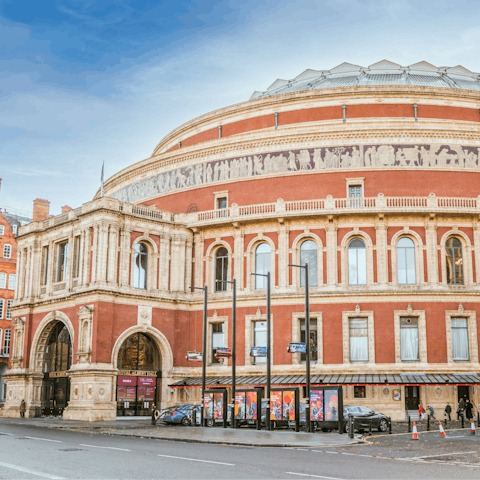 Catch a performance at the magnificent Royal Albert Hall, just fifteen minutes away on foot