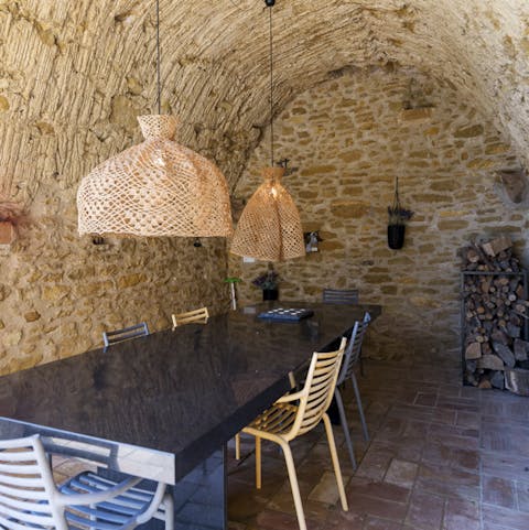 Enjoy meals in the dining cave